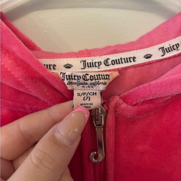 Juicy Couture kids pink velour jacket with bling on back size S (7) - Picture 5 of 12